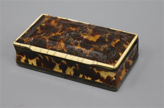 A late 18th / 19th century tortoiseshell horn and ivory snuff box